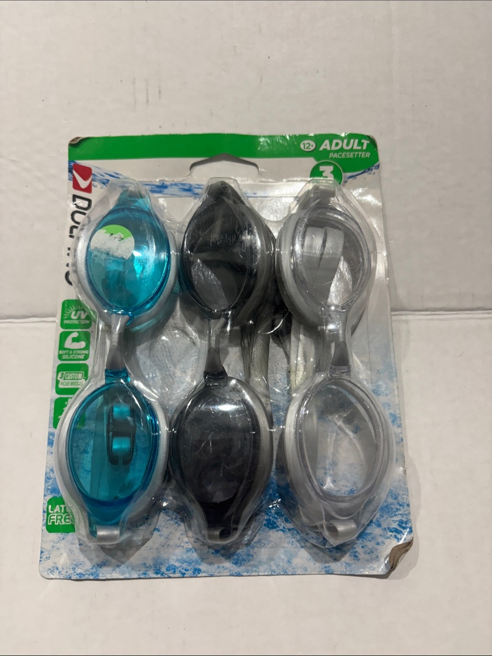 Dolfin 3-Pack Swim Goggles in Blue, Black & Silver